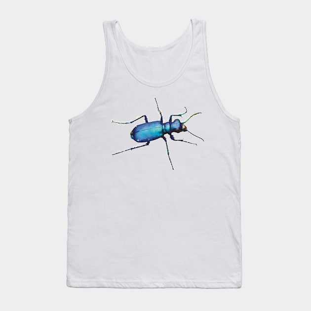 Metallic Blue Tiger Beetle Tank Top by Griffelkinn